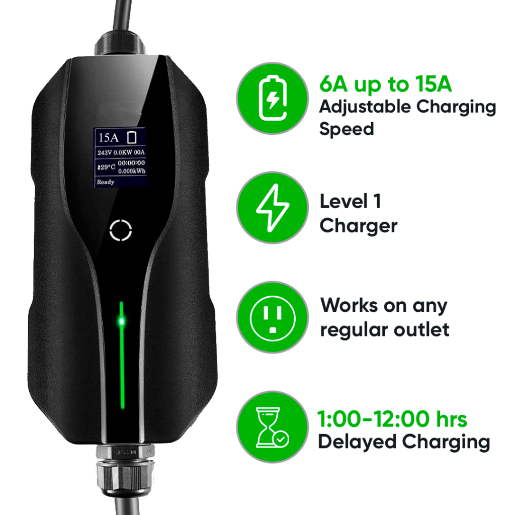 Level 1 NEMA 5-15 EZ EV Charger Retractable Reel with 23FT of cable