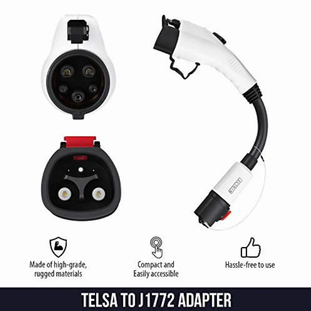 lectron tesla to j1772 adapter max 40a 250v compatible with tesla high powered connector destination charger and mobile connector white